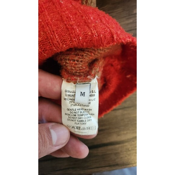 Gimaguas Womens Sweater Medium Orange/Brown Paisley‎ Print Wool Blend 70's Retro - Picture 5 of 10